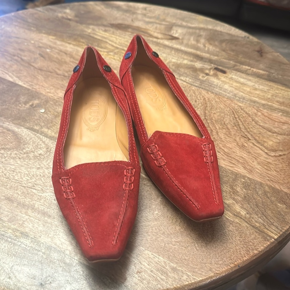 Todd suede loafers, dark red like new